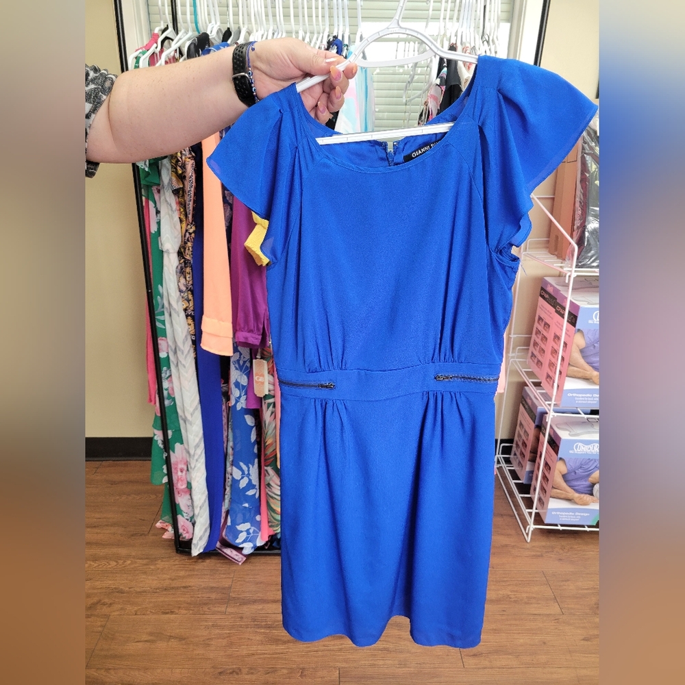 Gianni Bini Royal Blue Flutter Sleeve Mini Dress